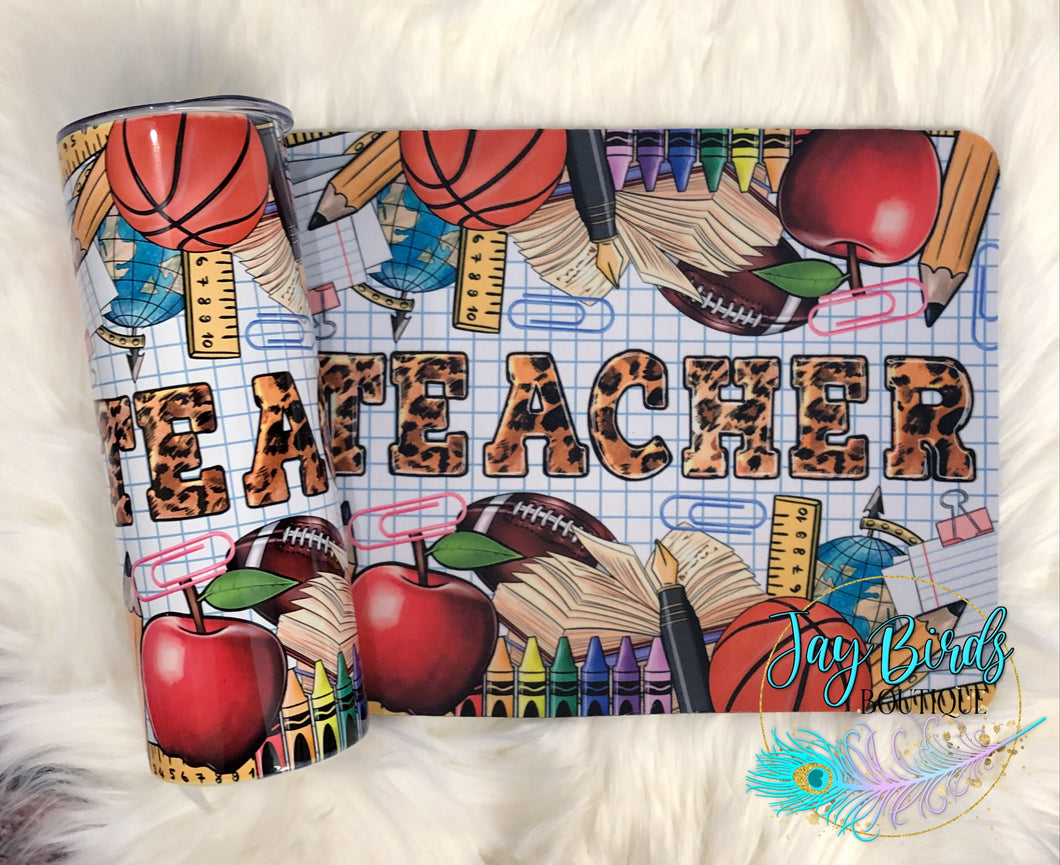 TEACHER tumbler & mousepad bundle