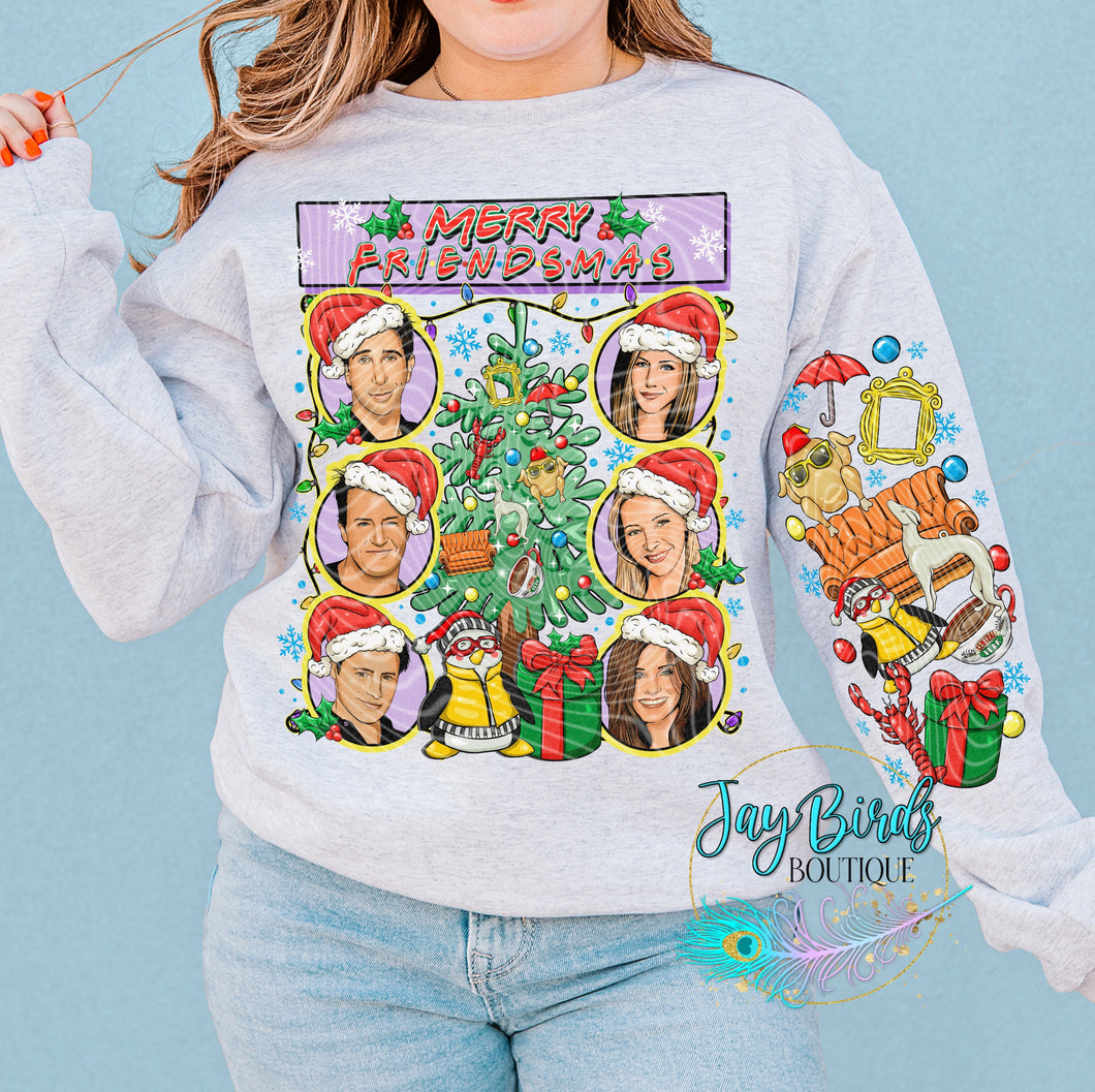 Merry Friendsmas Crew W/ Sleeve Print