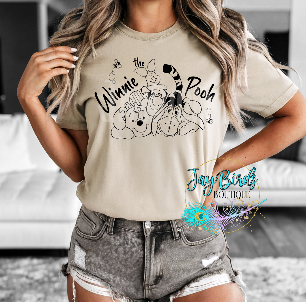 Pooh Black&White Solid tee
