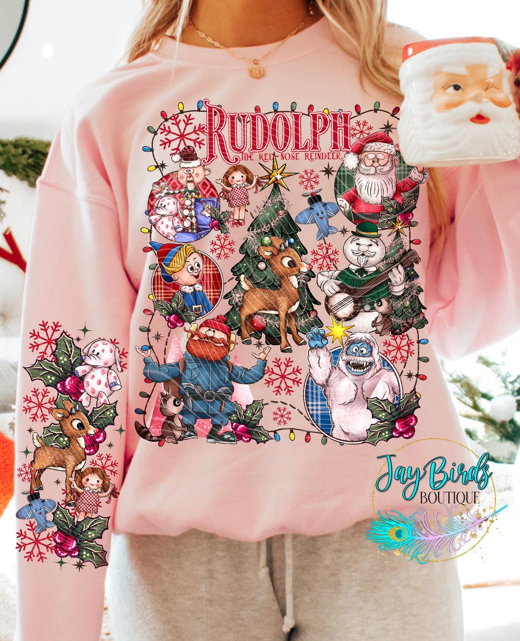Rudolph The Red Nose Reindeer Crew W/ Sleeve Print