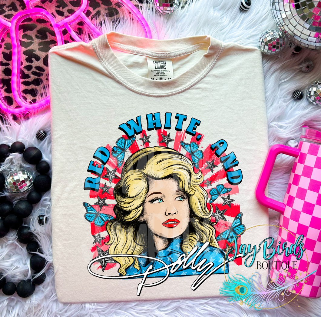 Red, White & Dolly Solid Tee