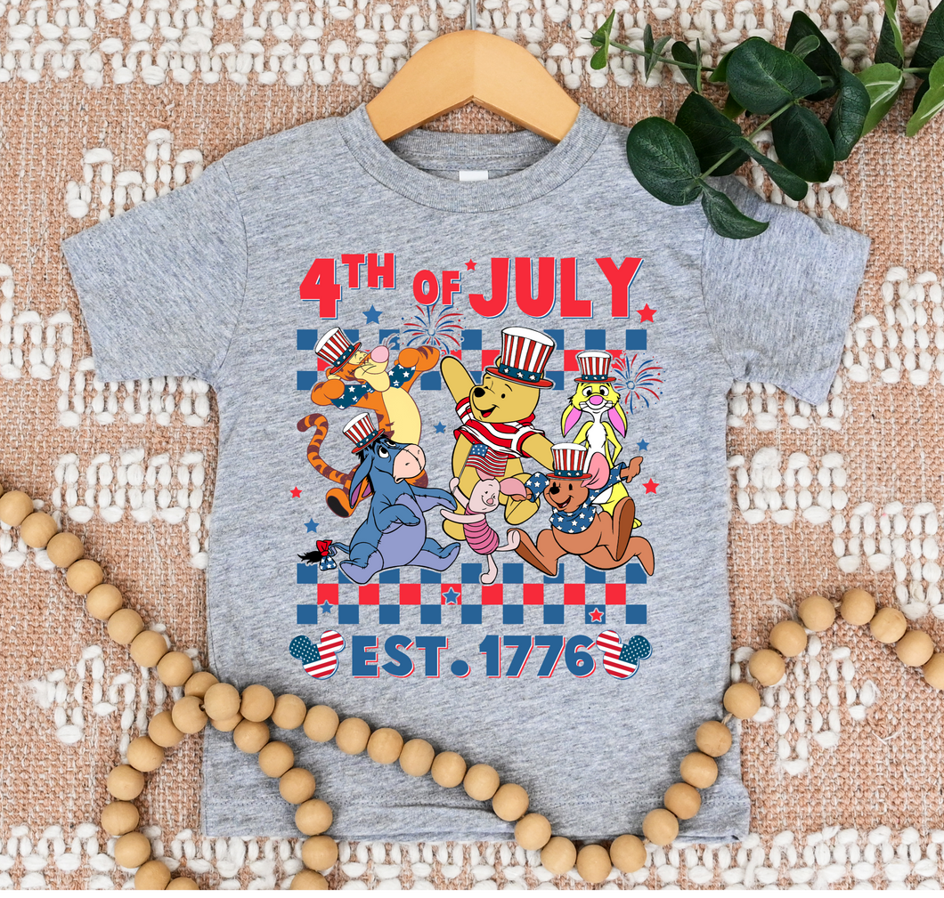 4th of July Pooh Solid Tee