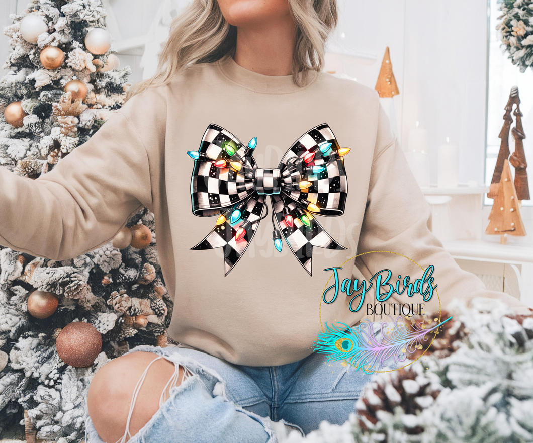 Retro Christmas Bow Fleece crew