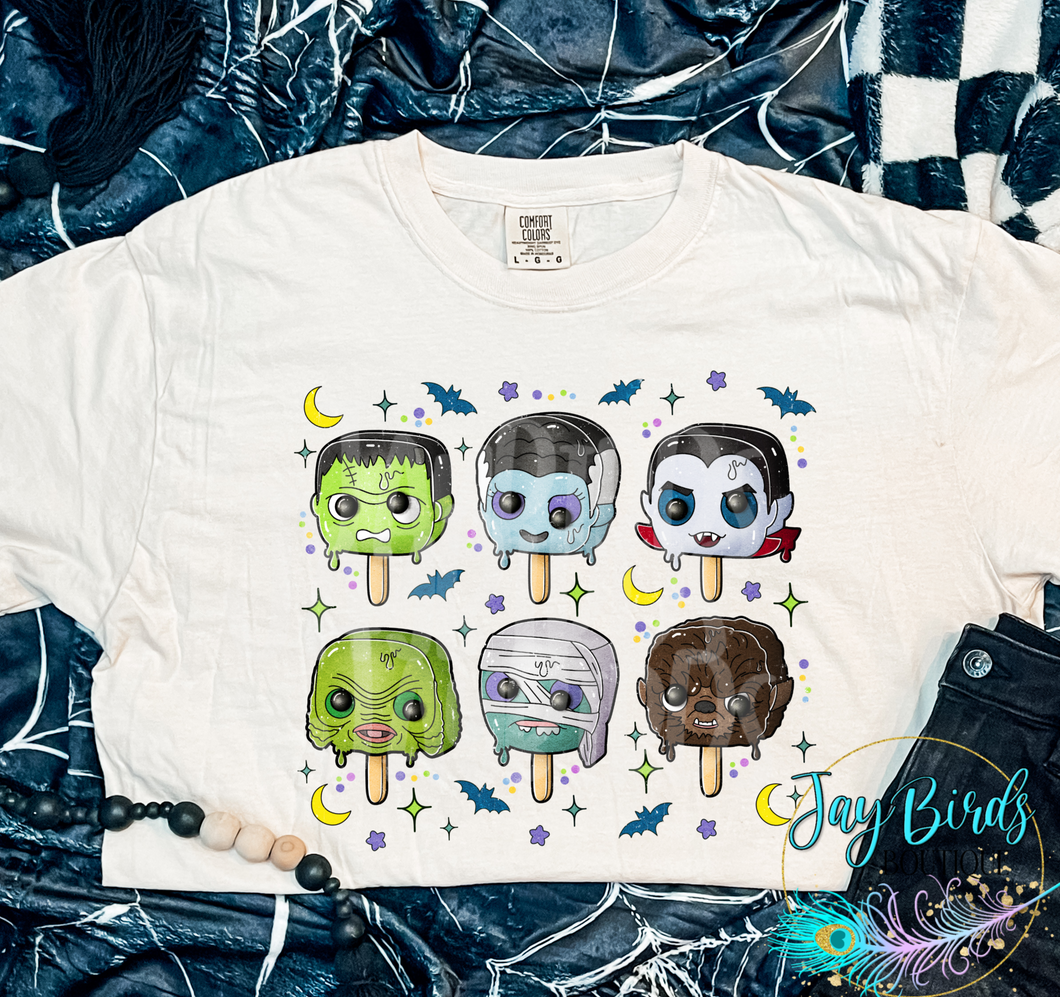 Halloween Monsters ice cream solid tee