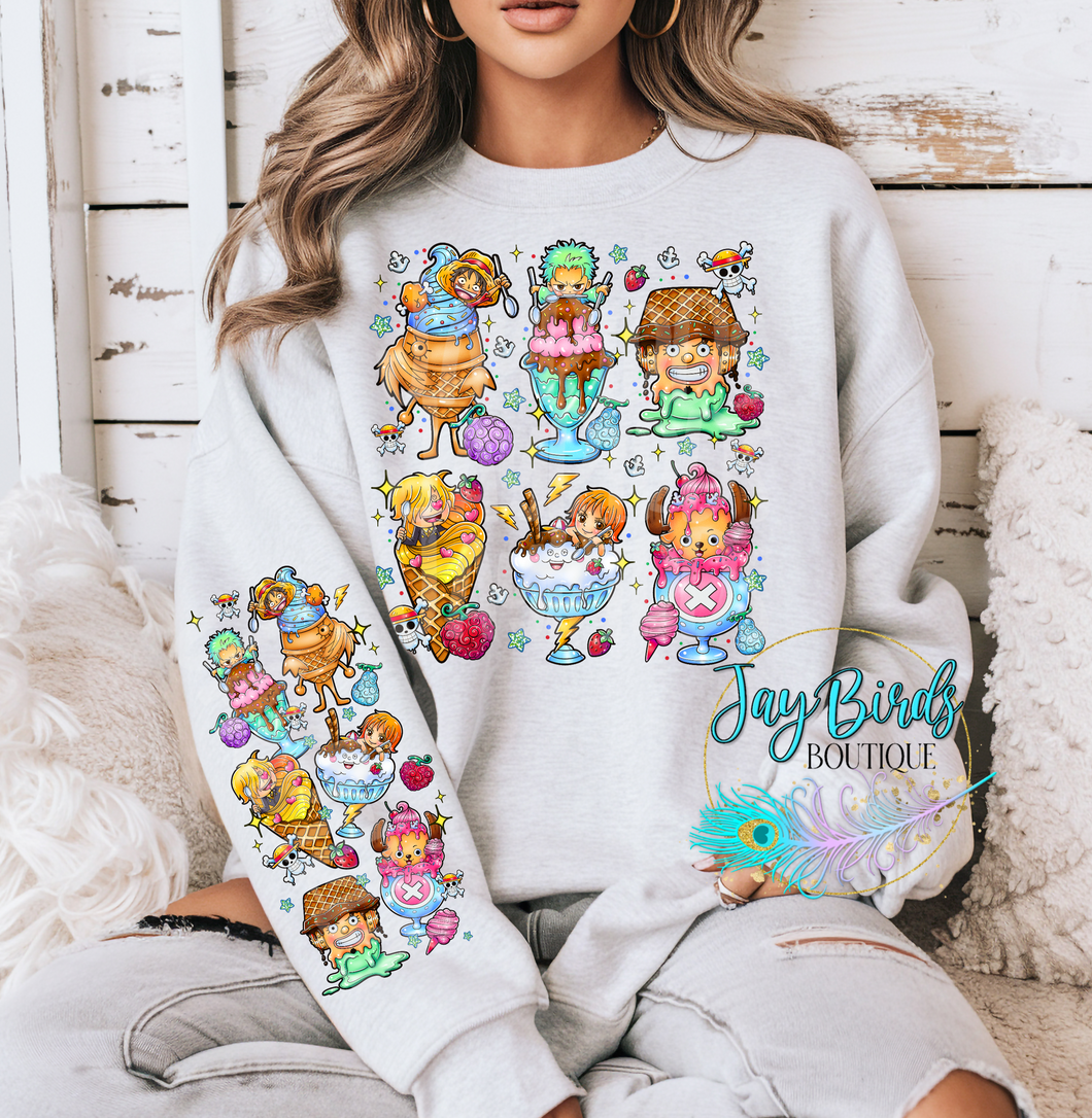 One piece Ice cream Crew W/ Sleeve Print