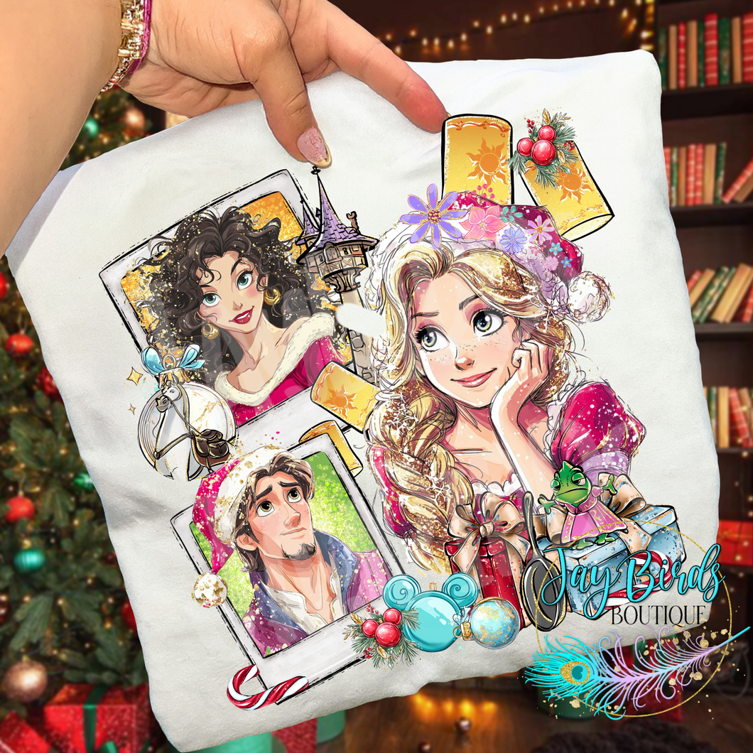 Christmas Polaroid Tangled Solid tee