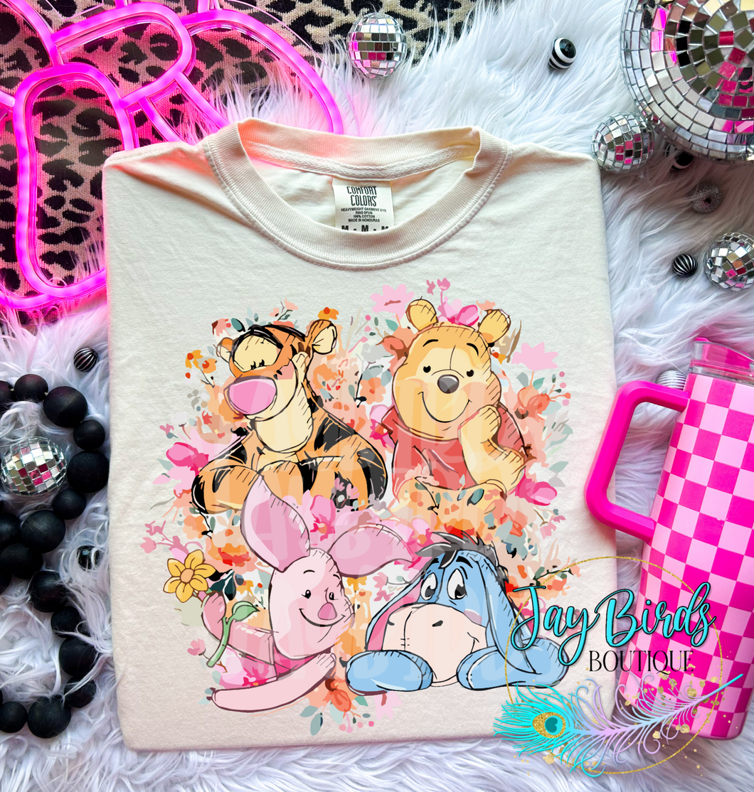 Watercolor Pooh & Friends Solid tee
