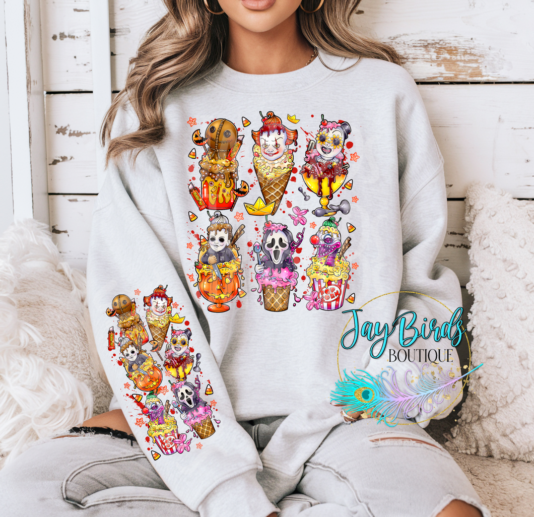Horror Ice cream #2 Crew W/ Sleeve Print
