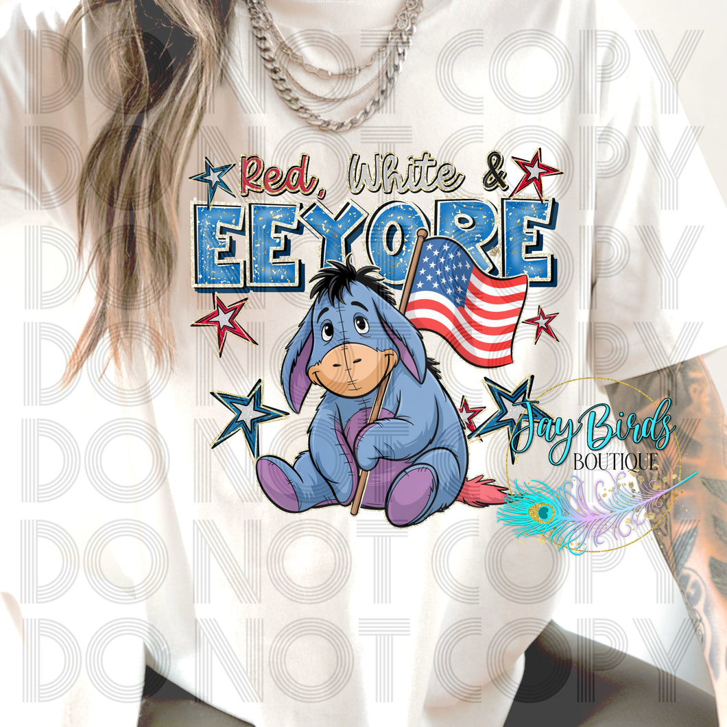 Red, White & Eeyore Solid Tee