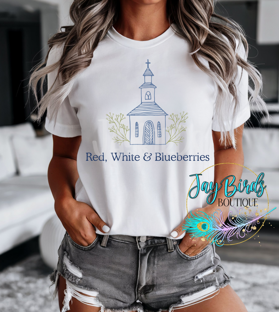 Red white and blueberries Solid tee