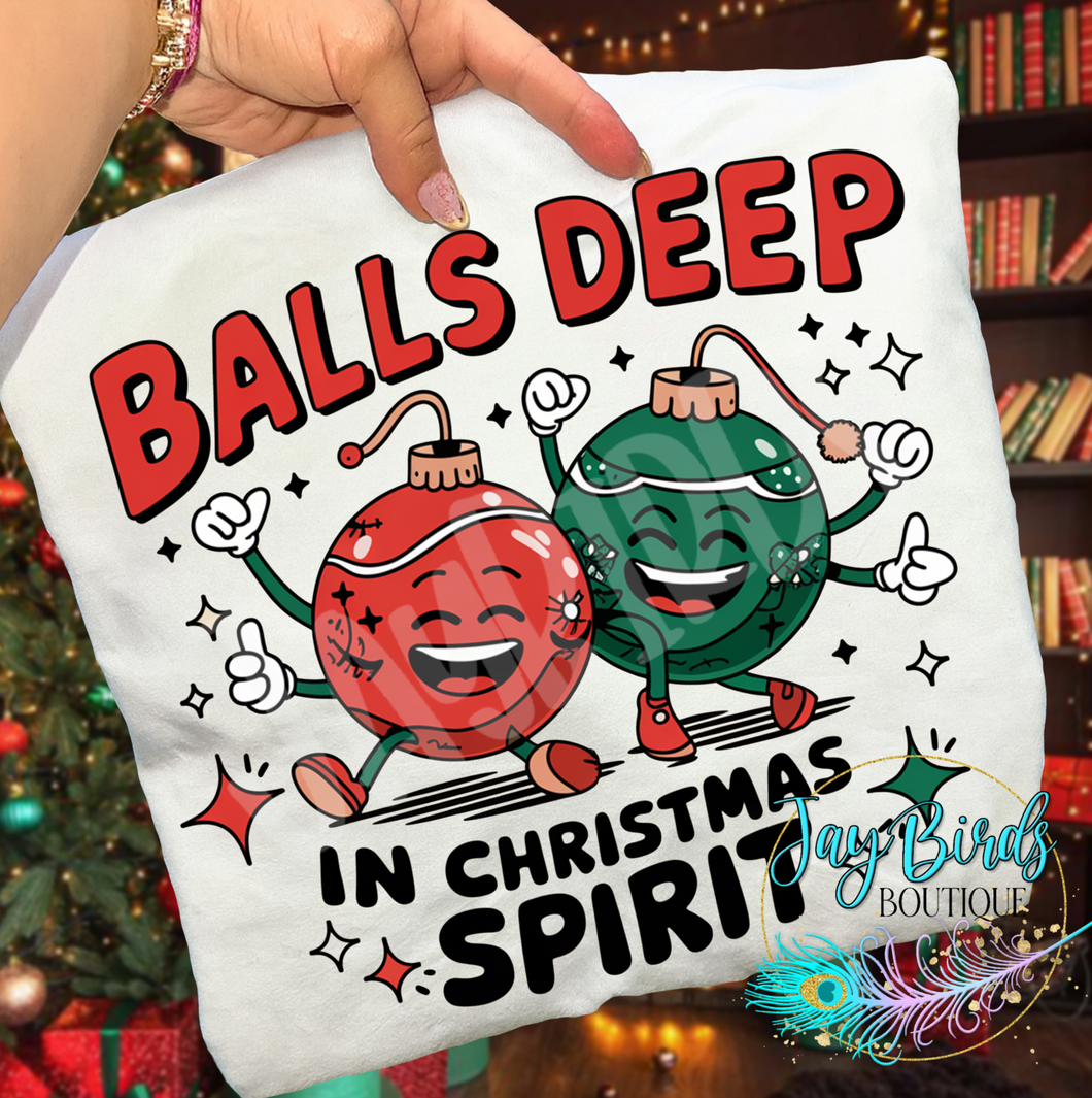 Balls deep in Christmas spirit Solid tee