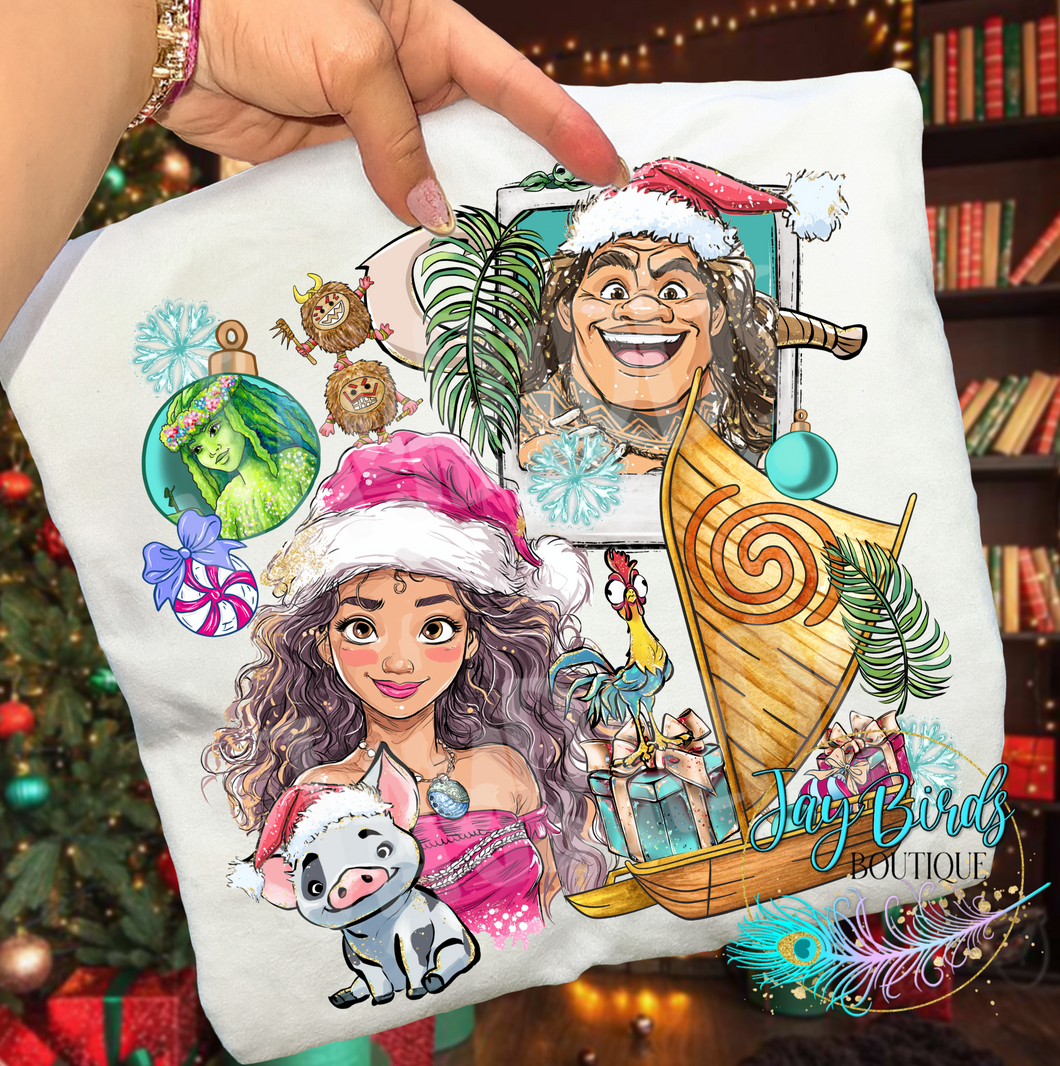 Christmas Polaroid Moana Solid tee