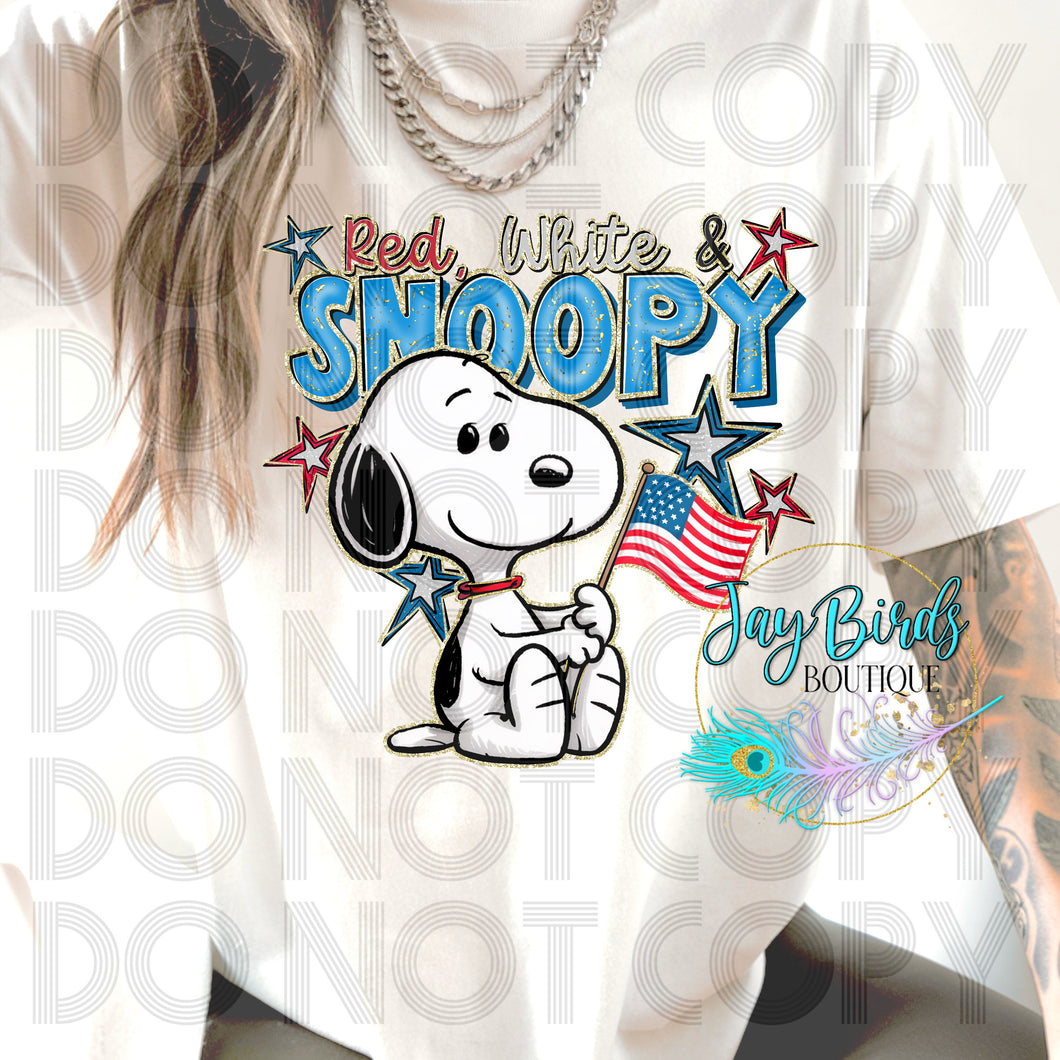 Red, White & Snoopy Solid Tee
