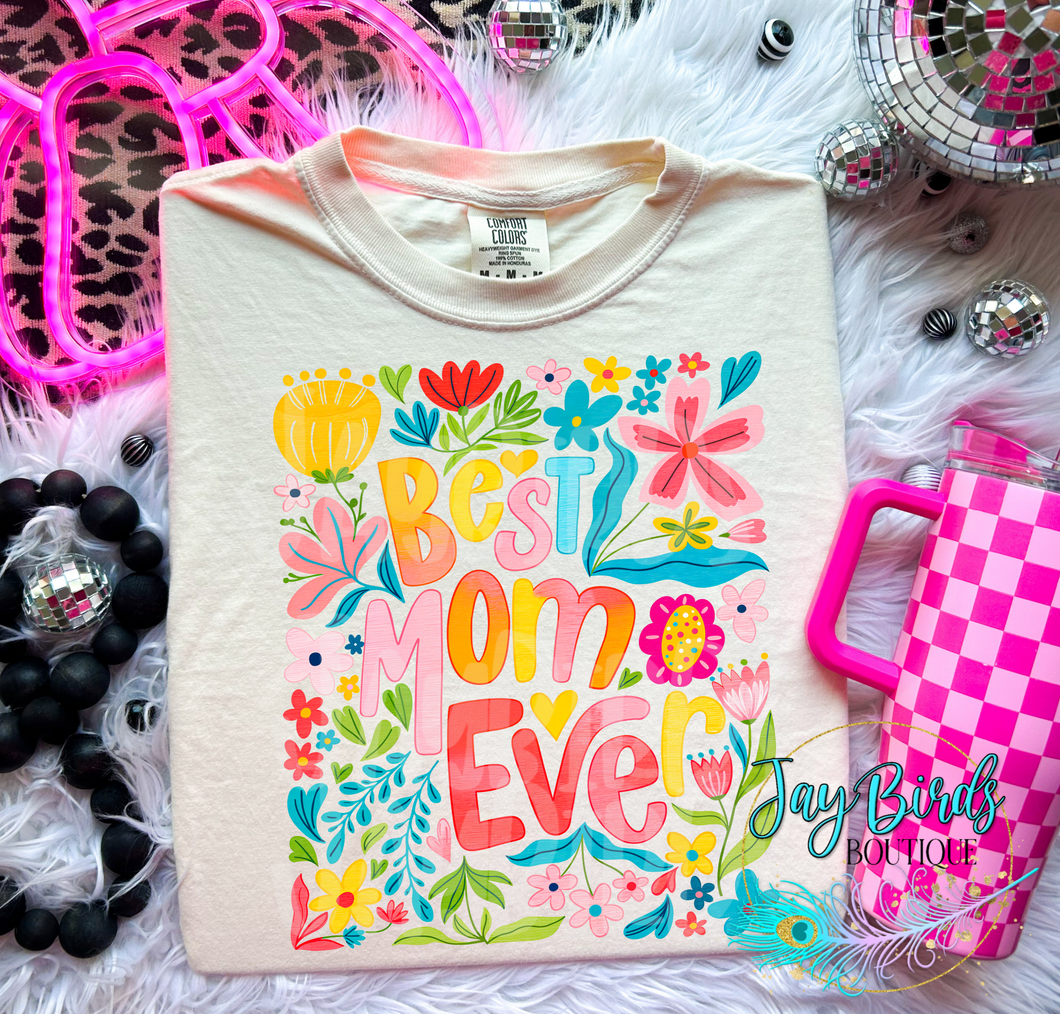 Best mom ever floral Solid Tee