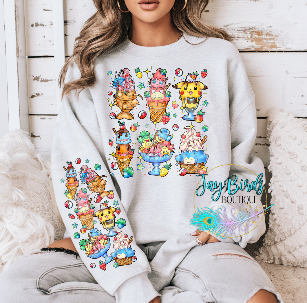 Poke Ice cream Crew W/ Sleeve Print