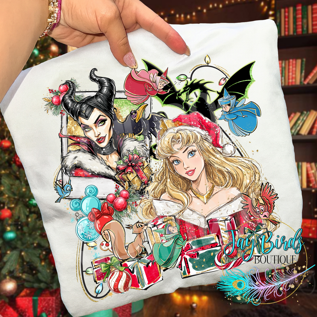 Christmas Polaroid Sleeping Beauty Solid tee