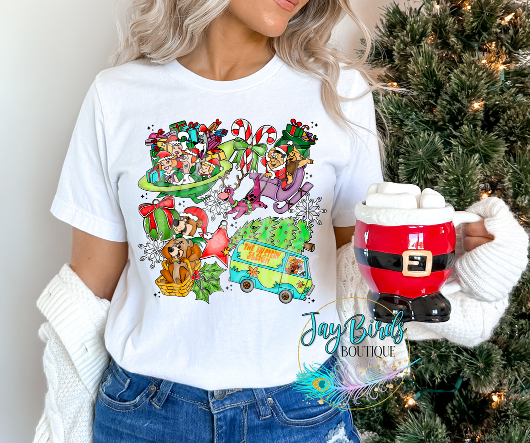Cartoon Christmas Mashup Solid Tee
