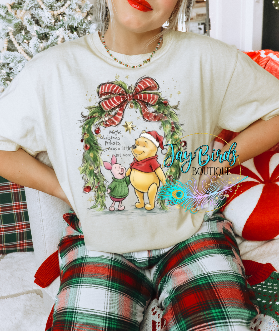 Maybe Christmas Pooh Solid tee