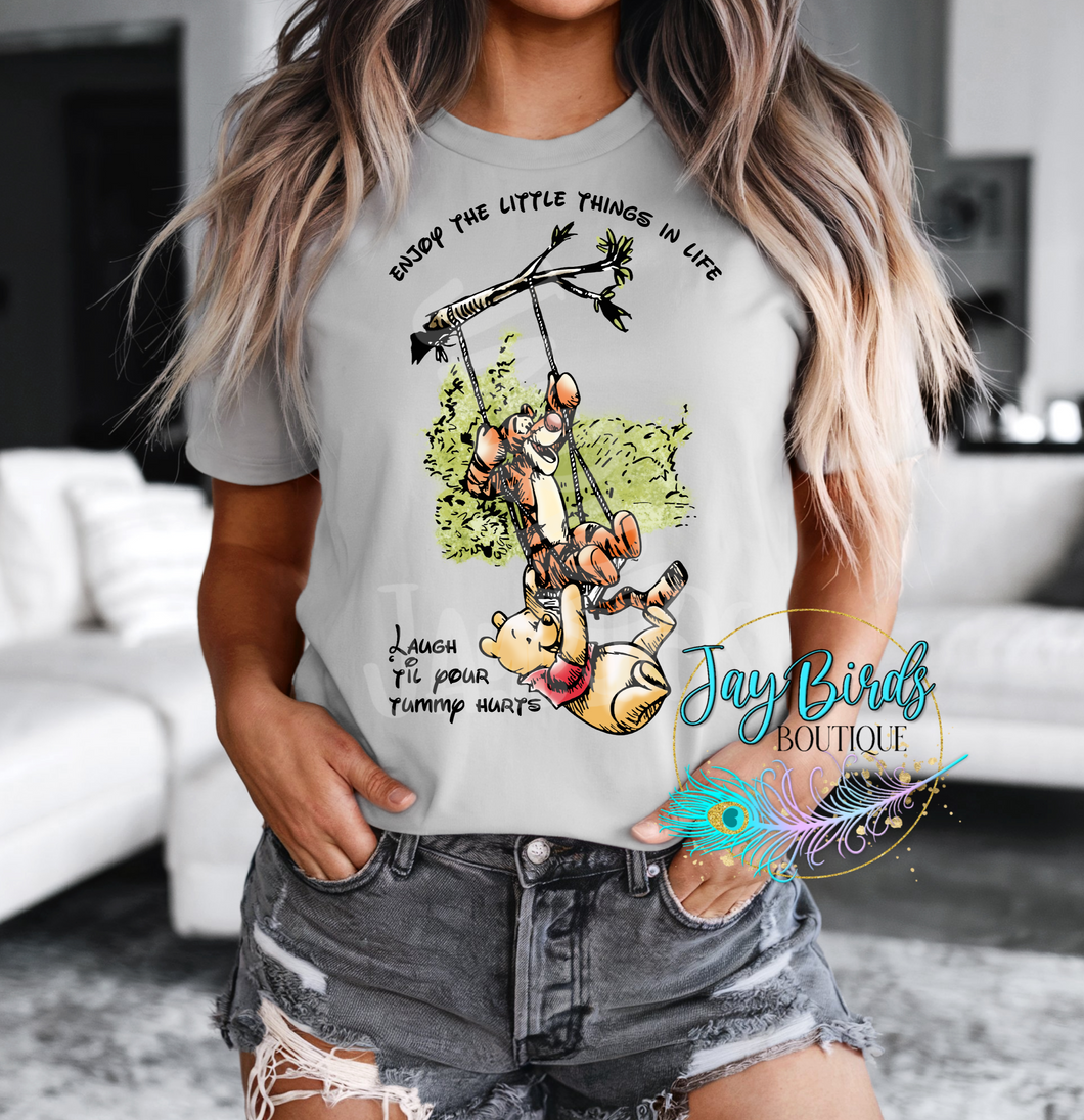 Laugh till your tummy hurts Pooh Solid tee