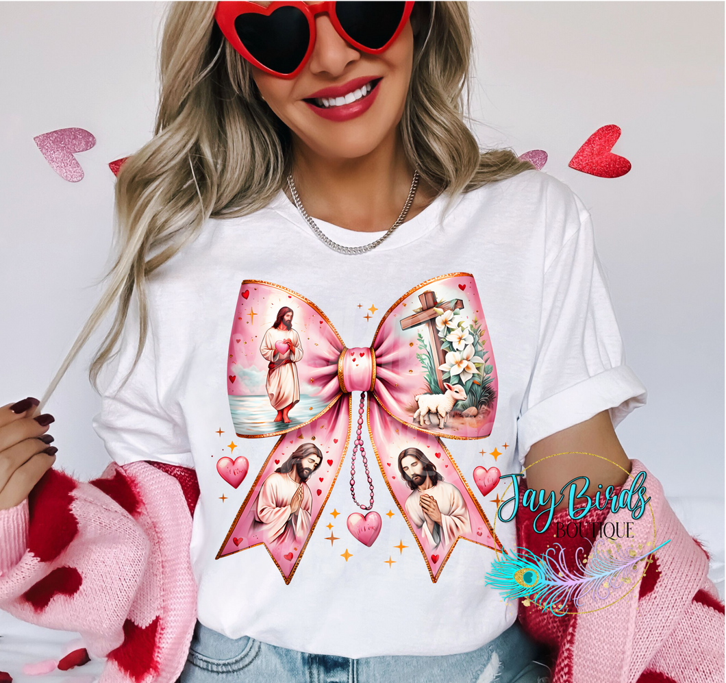 Jesus Valentine Bow Solid Tee