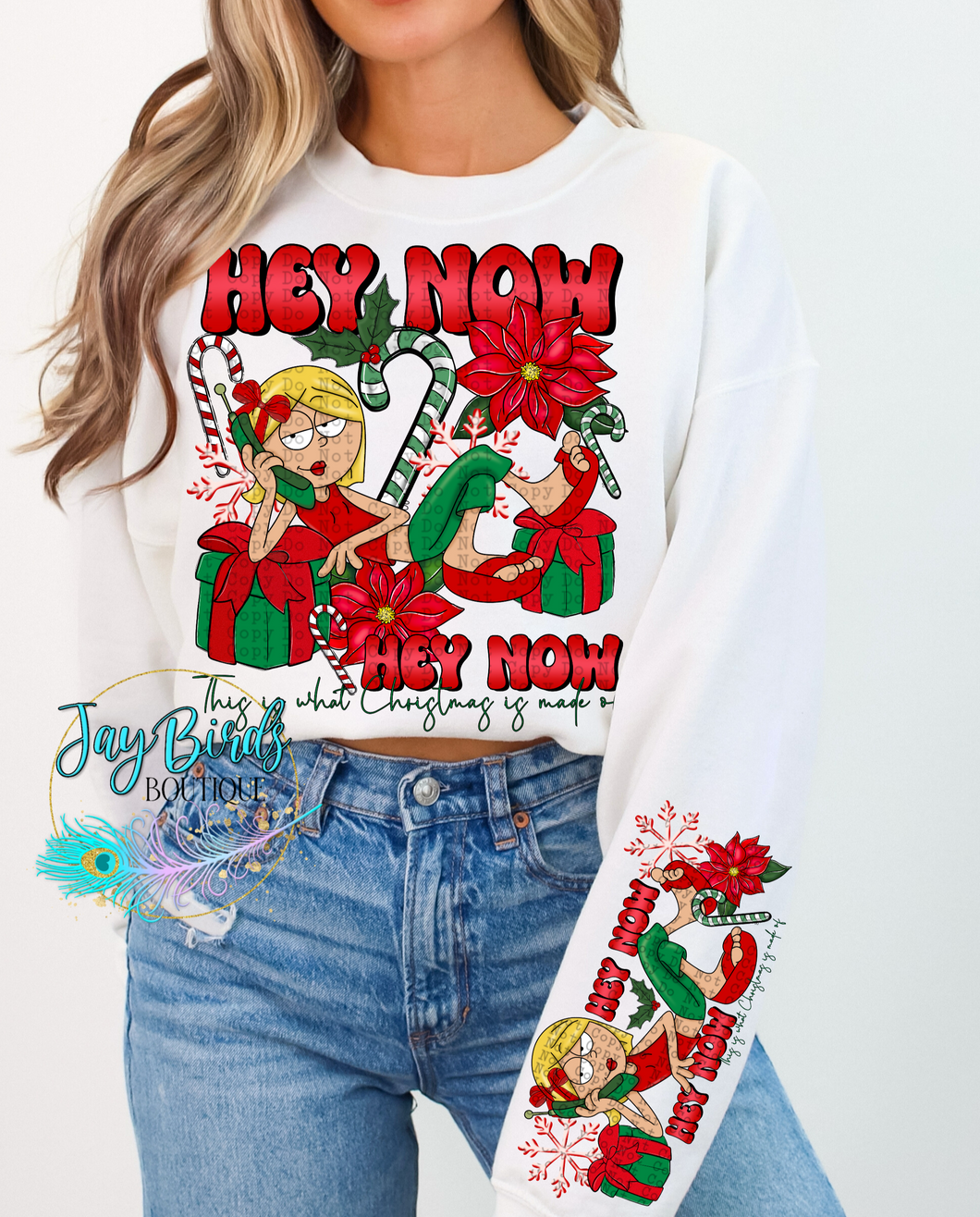 This is what Christmas is made of Fleece crew W/ Sleeve print