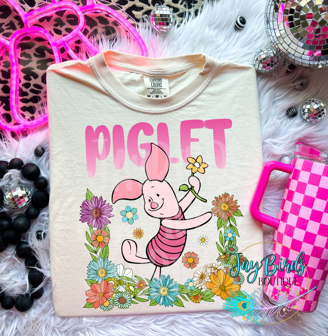Floral Piglet Solid tee